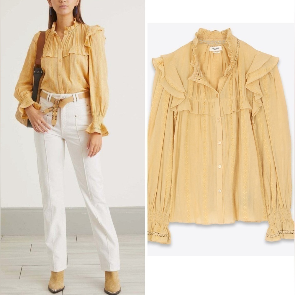 Isabel Marant Etoile Jatedy yellow blouse in honey NWT